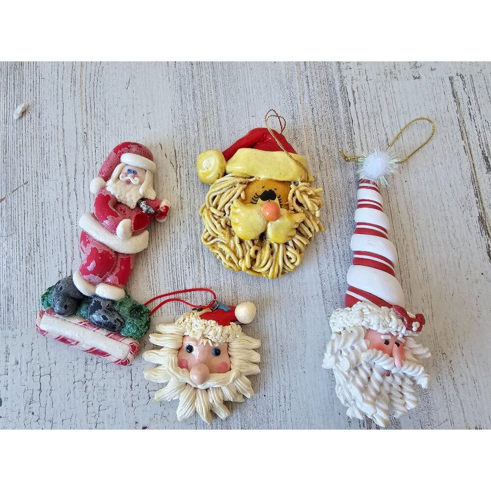Santa dough‎ vintage ornament set Xmas tree